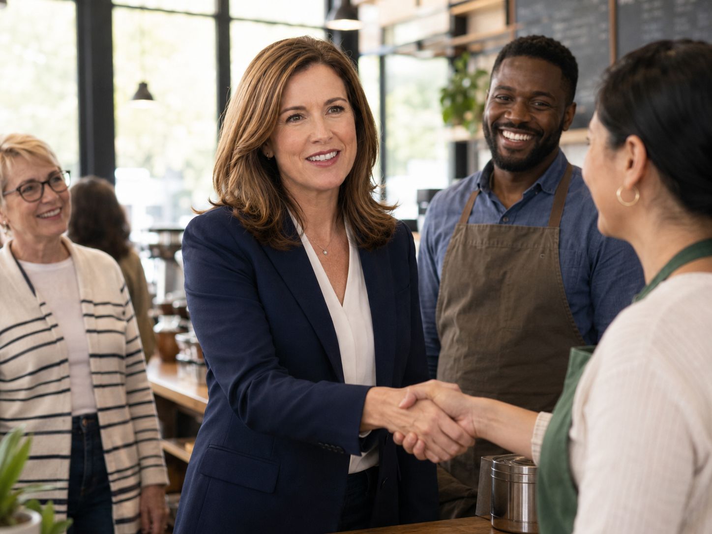 Eleanor Whitfield with local business owners