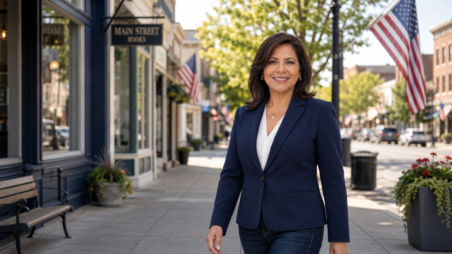 Lucia Garcia walking the neighborhood